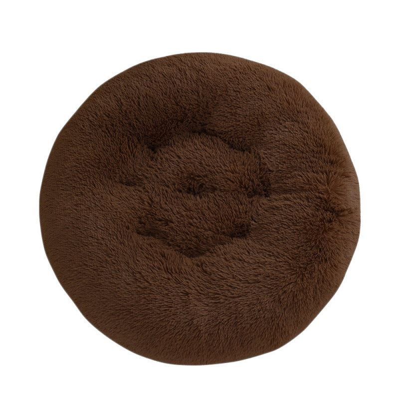 Round Pet Mat Dog Bed Plush Warm Sleep