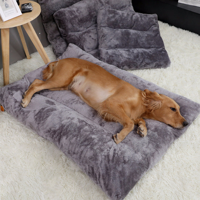 Long Warm Plush Dog Bed Quilted Base
