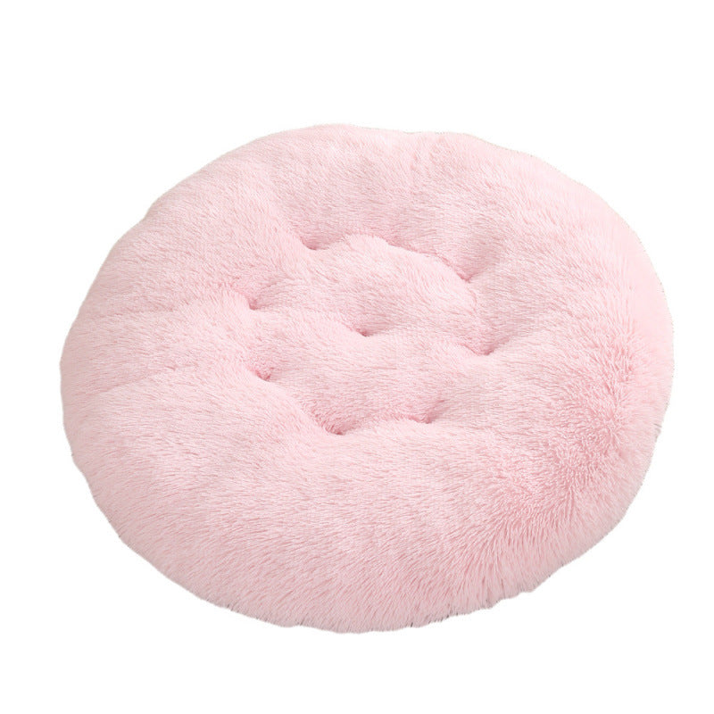 Round Pet Mat Dog Bed Plush Warm Sleep
