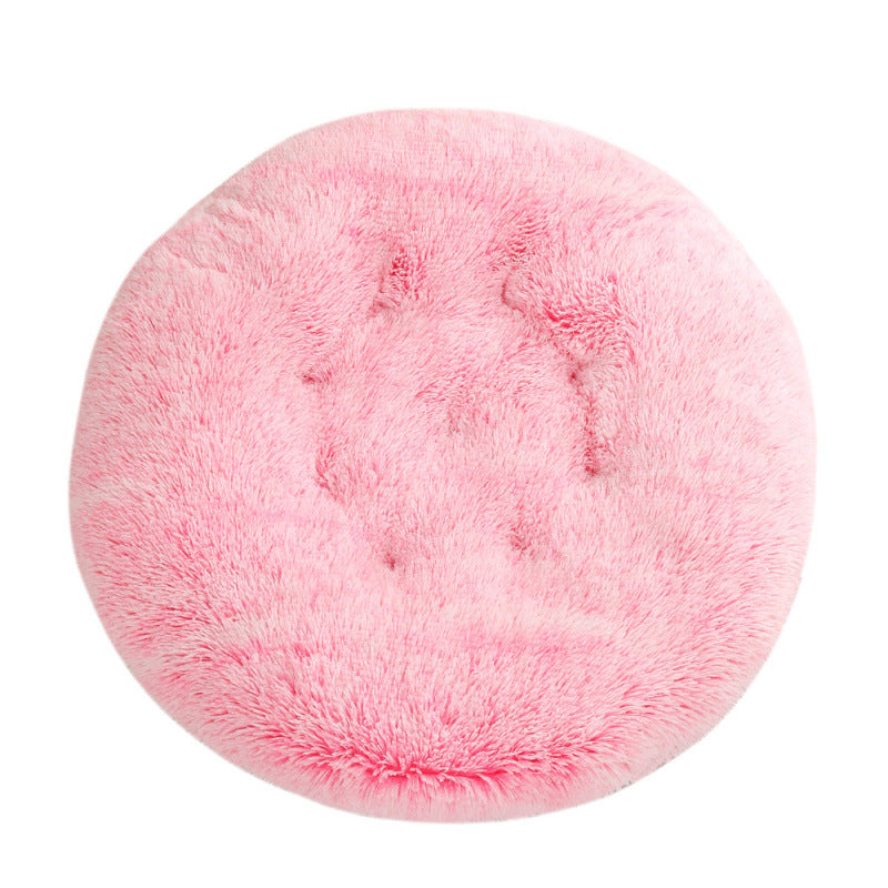 Round Pet Mat Dog Bed Plush Warm Sleep