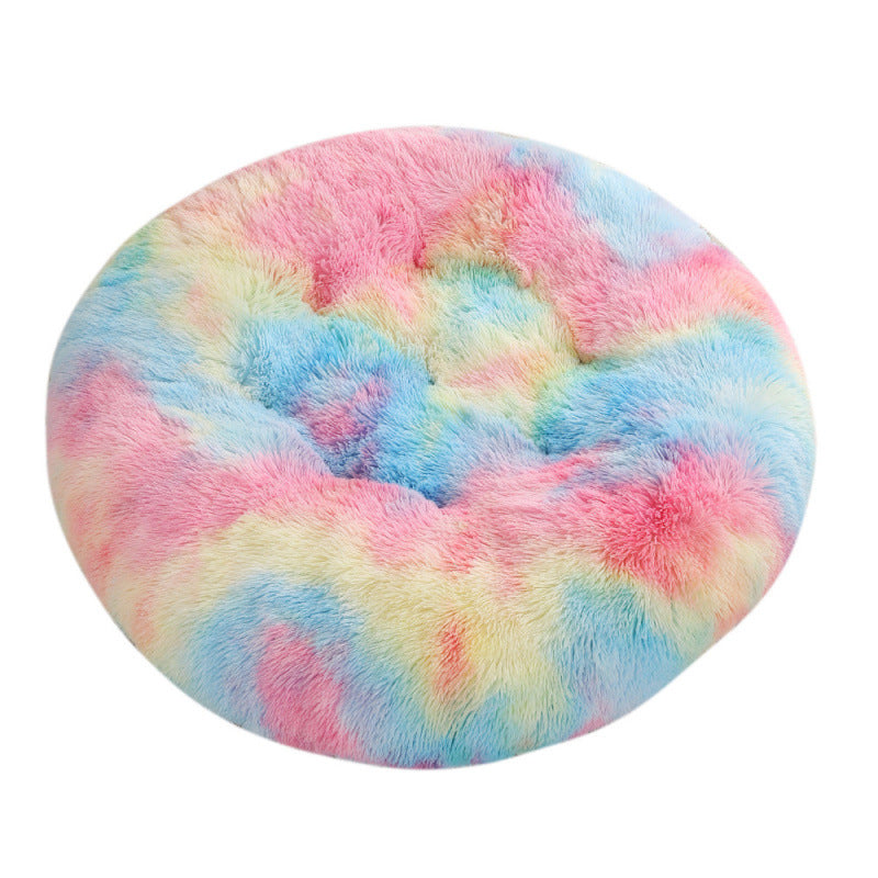 Round Pet Mat Dog Bed Plush Warm Sleep