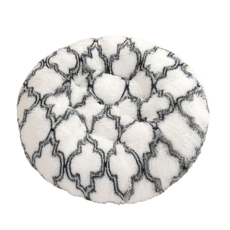 Round Pet Mat Dog Bed Plush Warm Sleep