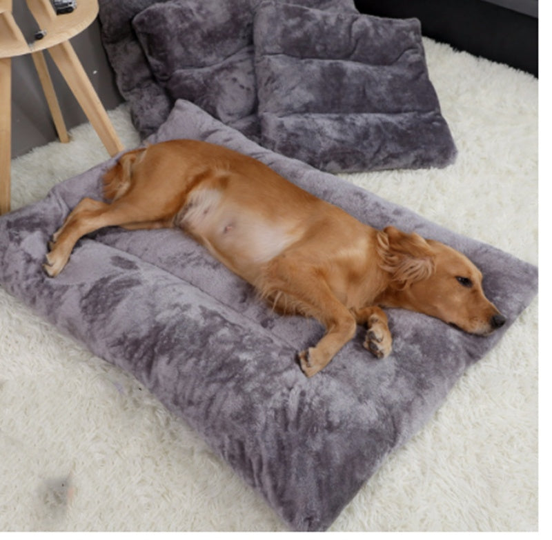 Long Warm Plush Dog Bed Quilted Base