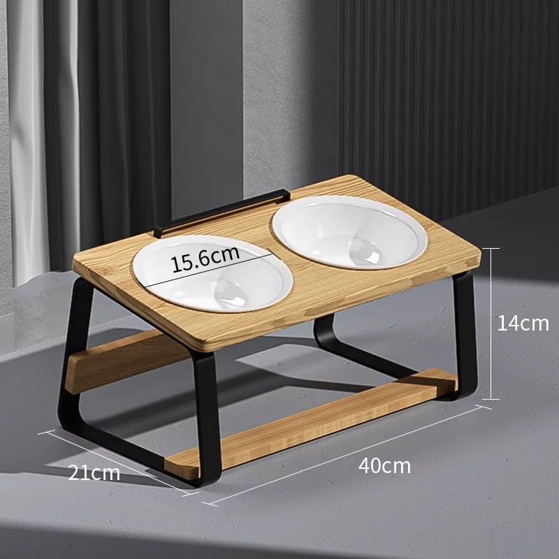 Ceramic Double Bowl Pet Water Feeding Bowl