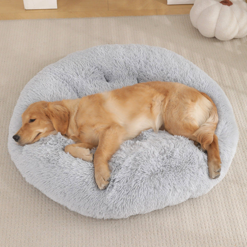 Round Pet Mat Dog Bed Plush Warm Sleep