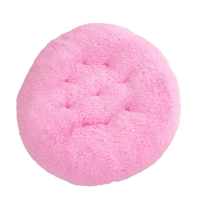 Round Pet Mat Dog Bed Plush Warm Sleep