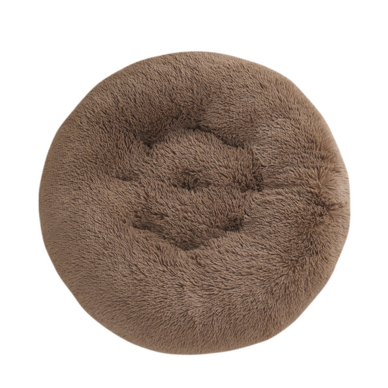 Round Pet Mat Dog Bed Plush Warm Sleep