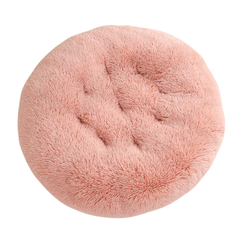 Round Pet Mat Dog Bed Plush Warm Sleep