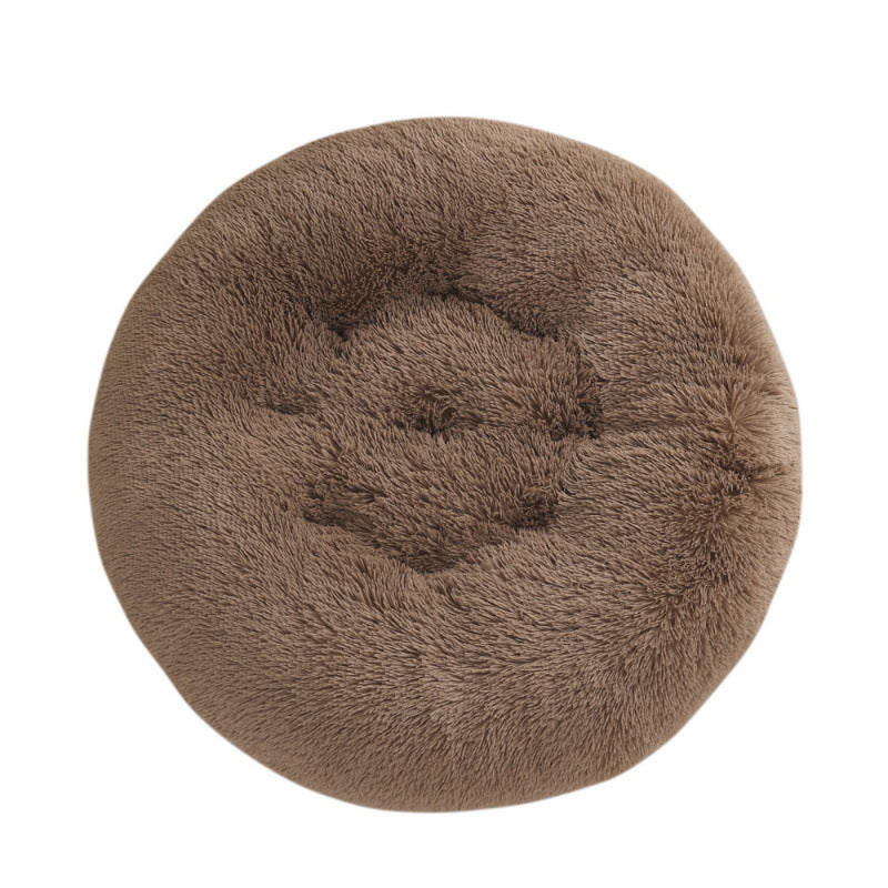 Round Pet Mat Dog Bed Plush Warm Sleep