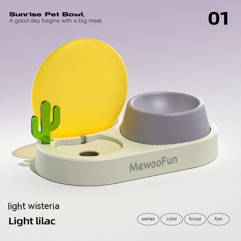 Cat Plastic Drinking Water Rice Basin Double Bowl