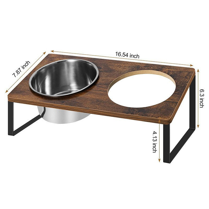 Iron Wood Combined With Cat Bowl Rack