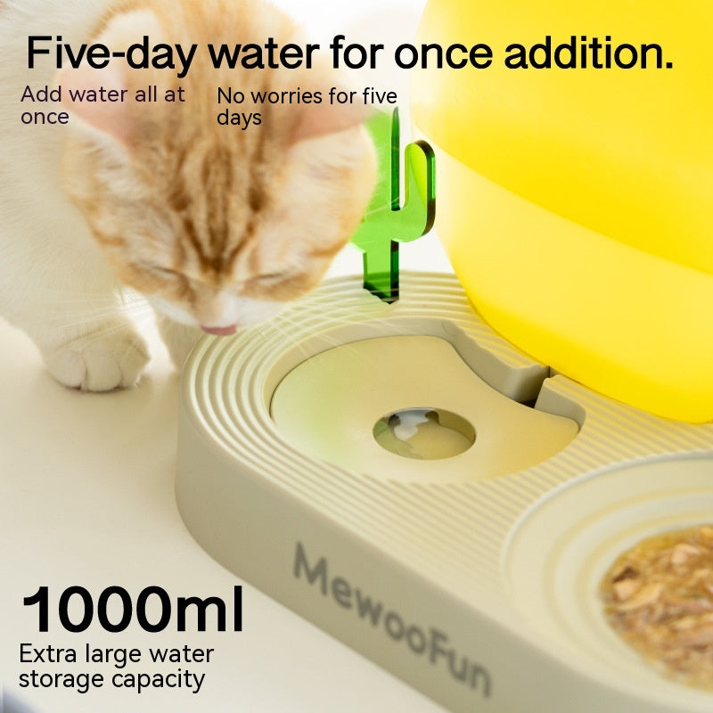 Cat Plastic Drinking Water Rice Basin Double Bowl
